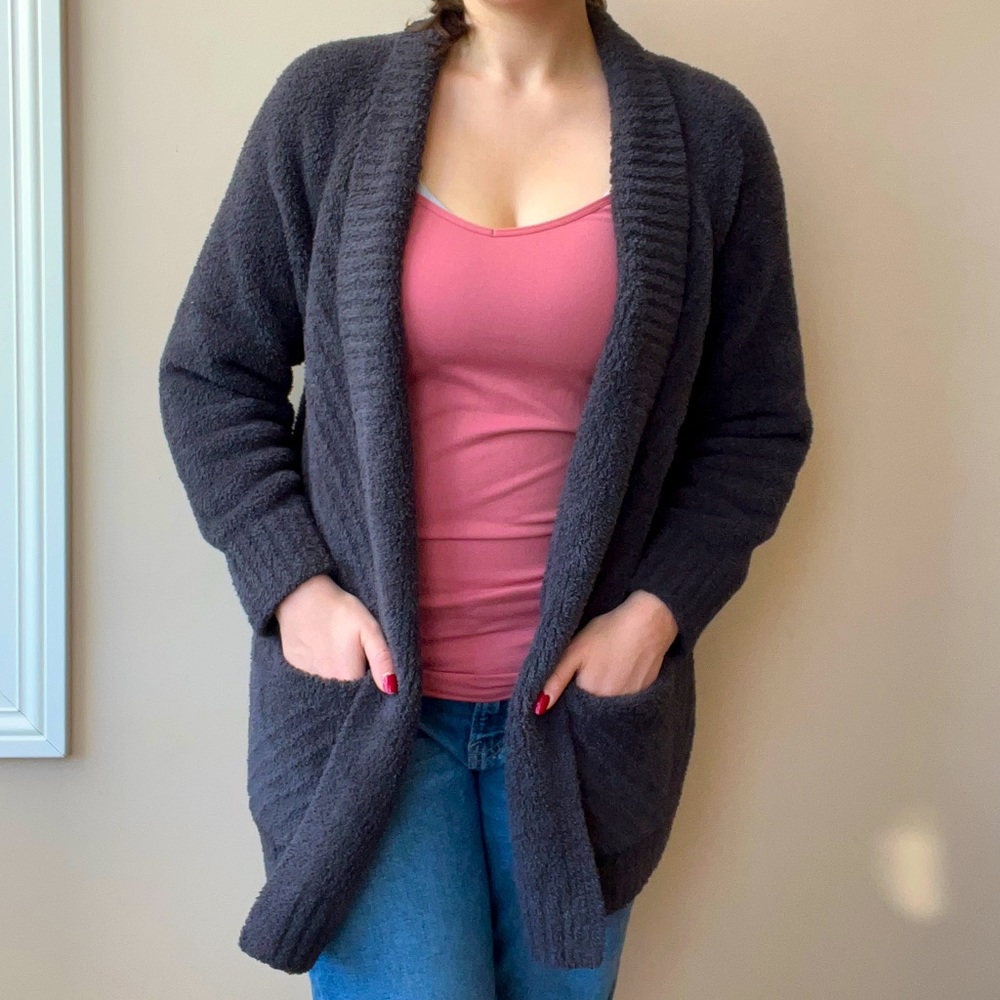 Barefoot Dreams CozyChic Grey Cardigan w/ Pockets